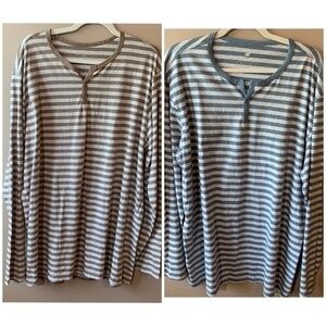 DAVID ARCHY Men's Cotton Pajama Top Long Sleeve Shirt Lot Of 2 Stripe XL